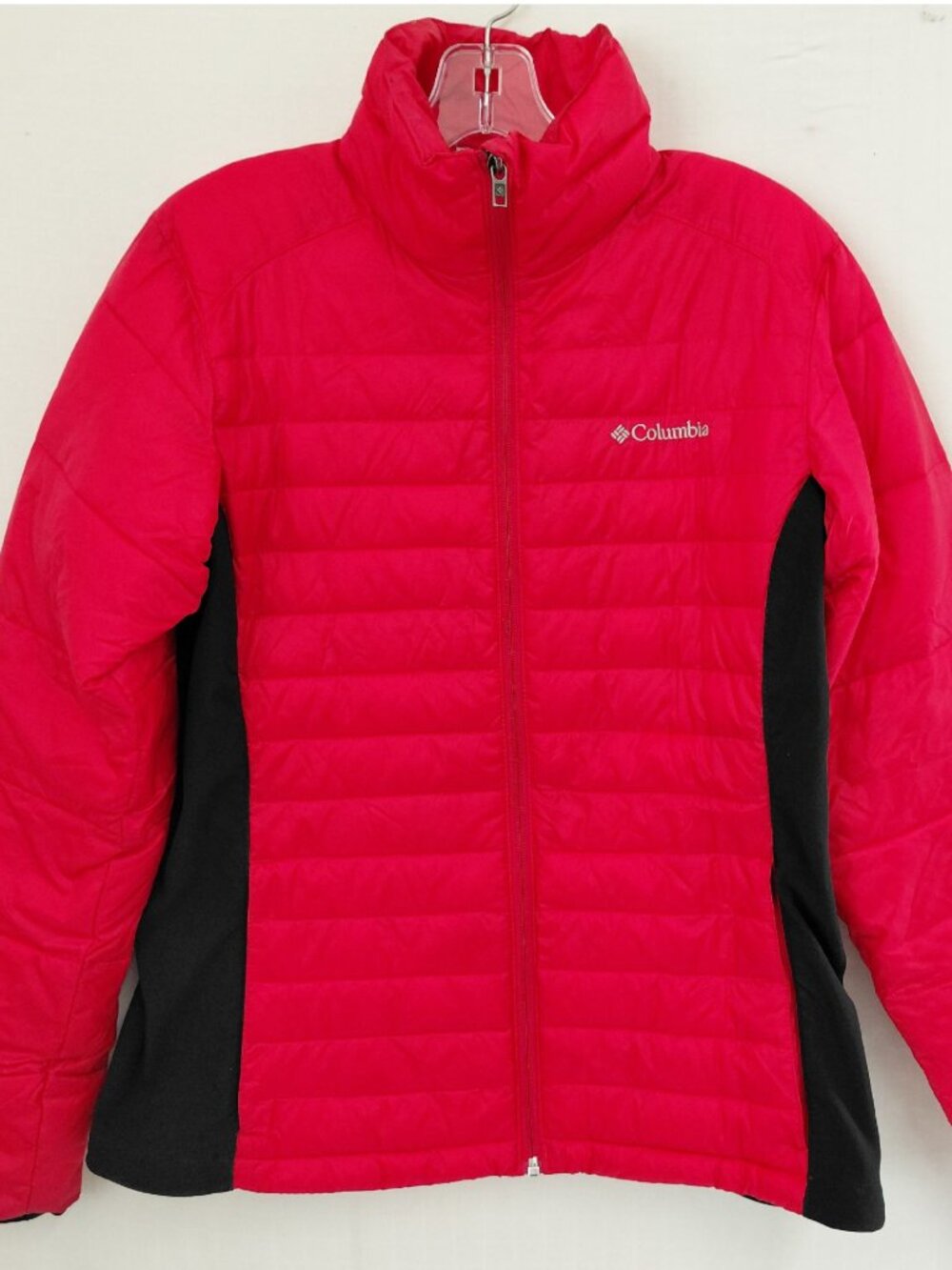 Columbia Powder Pillow Hybrid Jacket Women's Red Black Lightweight Coat Medium